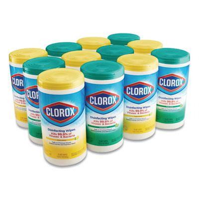 View larger image of Disinfecting Wipes, 1-Ply, 7 x 8, Fresh Scent/Citrus Blend, White, 75/Canister, 3/Pack, 4 Packs/Carton