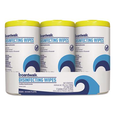 View larger image of Disinfecting Wipes, 7 x 8, Lemon Scent, 75/Canister, 12 Canisters/Carton