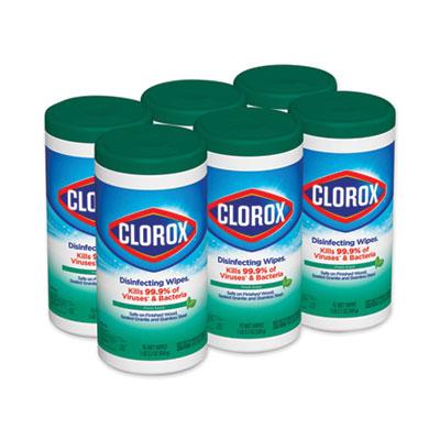View larger image of Disinfecting Wipes, 1-Ply, 7 x 8, Fresh Scent, White, 75/Canister, 6 Canisters/Carton