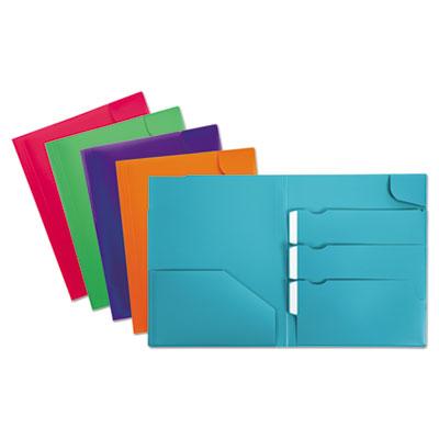 View larger image of Divide It Up Four-Pocket Poly Folder, 110-Sheet Capacity, 11 x 8.5, Randomly Assorted Colors