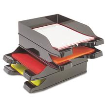 Docutray Multi-Directional Stacking Tray Set, 2 Sections, Letter to Legal Size Files, 10.13" x 13.63" x 2.5", Black, 2/Pack