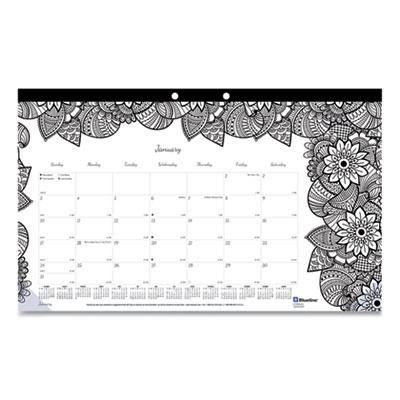 View larger image of Monthly Desk Pad Calendar, DoodlePlan Coloring Pages, 17.75 x 10.88, Black Binding, Clear Corners, 12-Month (Jan-Dec): 2024