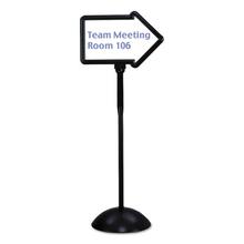 WriteWay Double-Sided Magnetic Dry Erase Standing Message Sign, Arrow, 64.25" Tall Black Stand, 25.5 x 17.75 White Face