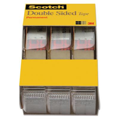 View larger image of Double-Sided Permanent Tape in Handheld Dispenser, 1" Core, 0.5" x 20.83 ft, Clear, 3/Pack