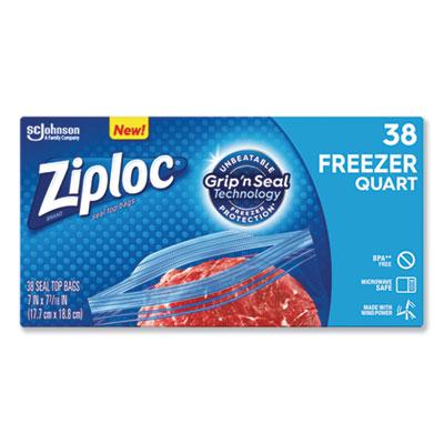 View larger image of Double Zipper Freezer Bags, 1 qt, 2.7 mil, 6.97" x 7.7", Clear, 38 Bags/Box, 9 Boxes/Carton