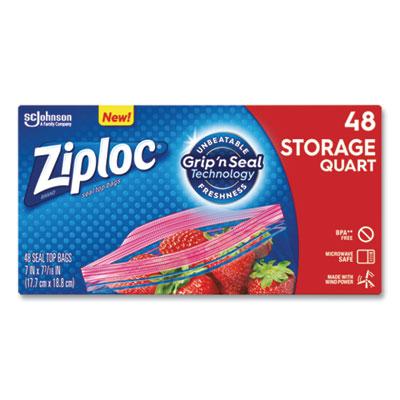 View larger image of Double Zipper Storage Bags, 1 qt, 1.75 mil, 9.63" x 8.5", Clear, 48/Box