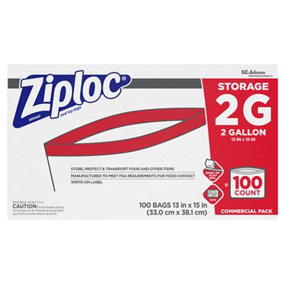 View larger image of Double Zipper Storage Bags, 2 gal, 1.75 mil, 15" x 13", Clear, 100/Carton