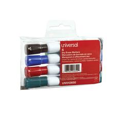 Dry Erase Marker, Broad Chisel Tip, Assorted Colors, 4/Set