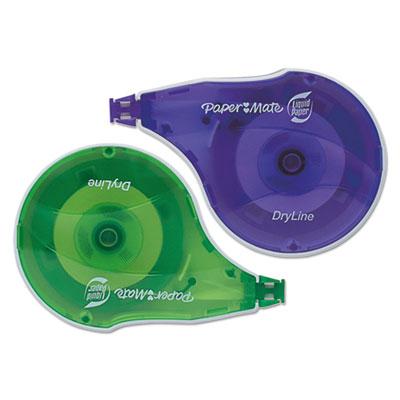 View larger image of DryLine Correction Tape, Non-Refillable, Green/Purple Applicators, 0.17" x 472", 10/Pack