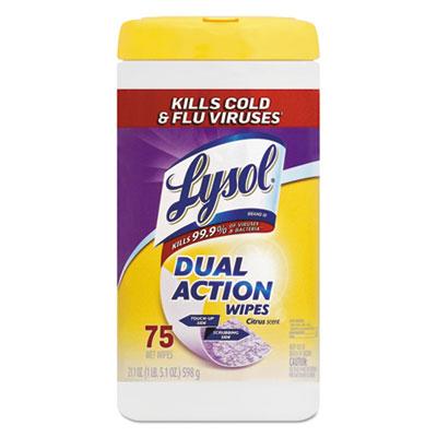 View larger image of Dual Action Disinfecting Wipes, 1-Ply, 7 x 7.5, Citrus, White/Purple, 75/Canister