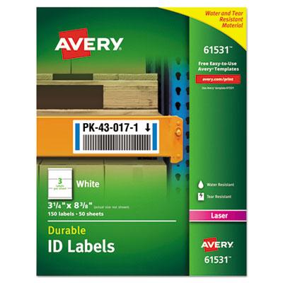 View larger image of Durable Permanent ID Labels with TrueBlock Technology, Laser Printers, 3.25 x 8.38, White, 3/Sheet, 50 Sheets/Pack