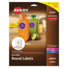 Durable White ID Labels w/ Sure Feed, 2.5" dia, White, 72/Pk