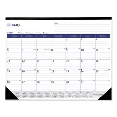 View larger image of DuraGlobe Monthly Desk Pad Calendar, 22 x 17, White/Blue/Gray Sheets, Black Binding/Corners, 12-Month (Jan to Dec): 2024