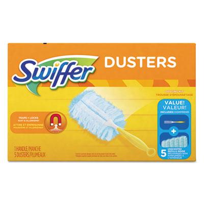 View larger image of Dusters Starter Kit, Dust Lock Fiber, 6" Handle, Blue/Yellow