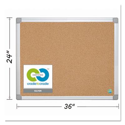 View larger image of Earth Cork Board, 36 x 24, Tan Surface, Silver Aluminum Frame