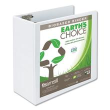 Earth's Choice Biobased Round Ring View Binder, 3 Rings, 5" Capacity, 11 x 8.5, White