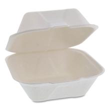 EarthChoice Bagasse Hinged Lid Container, Single Tab Lock, 6" Sandwich, 5.8 x 5.8 x 3.3, Natural, Sugarcane, 500/Carton