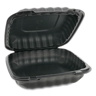 View larger image of EarthChoice SmartLock Microwavable MFPP Hinged Lid Container, 8.31 x 8.35 x 3.1, Black, Plastic, 200/Carton