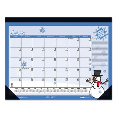 View larger image of Recycled Desk Pad Calendar, Illustrated Seasons Artwork, 18.5 x 13, Black Binding/Corners,12-Month (Jan to Dec): 2024