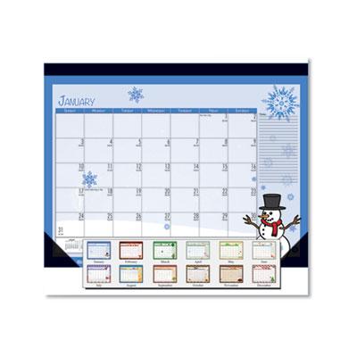 View larger image of Recycled Desk Pad Calendar, Illustrated Seasons Artwork, 22 x 17, Black Binding/Corners,12-Month (Jan to Dec): 2024