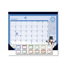 Recycled Desk Pad Calendar, Illustrated Seasons Artwork, 22 x 17, Black Binding/Corners,12-Month (Jan to Dec): 2024
