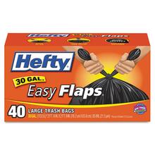 Easy Flaps Trash Bags, 30 gal, 0.85 mil, 30" x 33", Black, 40 Bags/Box, 6 Boxes/Carton
