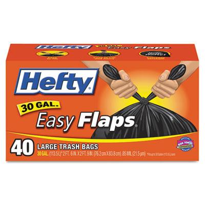 View larger image of Easy Flaps Trash Bags, 30 gal, 1.05 mil, 30" x 33", Black, 40/Box