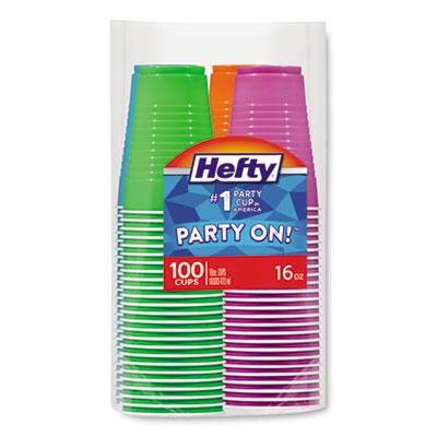 View larger image of Easy Grip Disposable Plastic Party Cups, 16 oz, Assorted, 100/Pack, 4Pk/Carton