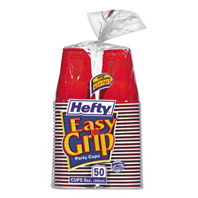 View larger image of Easy Grip Disposable Plastic Party Cups, 9 oz, Red, 50/Pack, 12 Packs/Carton