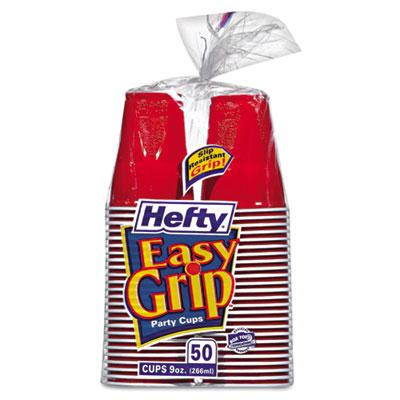 View larger image of Easy Grip Disposable Plastic Party Cups, 9 oz, Red, 50/Pack