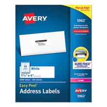 Easy Peel White Address Labels w/ Sure Feed Technology, Laser Printers, 1.33 x 4, White, 14/Sheet, 250 Sheets/Box
