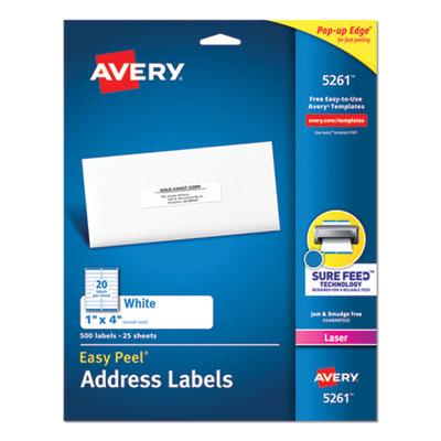 View larger image of Easy Peel White Address Labels w/ Sure Feed Technology, Laser Printers, 1 x 4, White, 20/Sheet, 25 Sheets/Pack