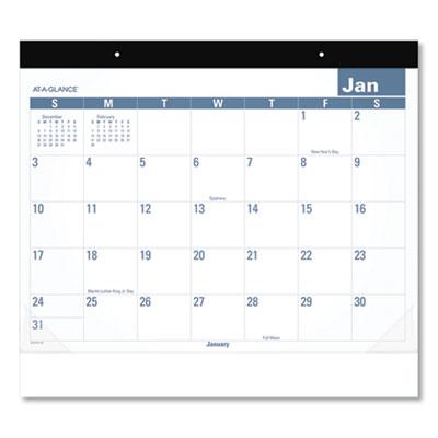 View larger image of Easy-to-Read Monthly Desk Pad, 22 x 17, White/Blue Sheets, Black Binding, Clear Corners, 12-Month (Jan to Dec): 2024
