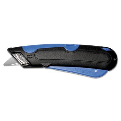 View larger image of Easycut Cutter Knife w/Self-Retracting Safety-Tipped Blade, 6" Plastic Handle, Black/Blue