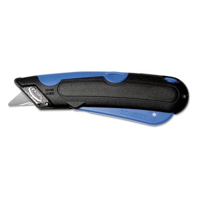 View larger image of Easycut Self-Retracting Cutter with Safety-Tip Blade, Holster and Lanyard, 6" Plastic Handle, Black/Blue
