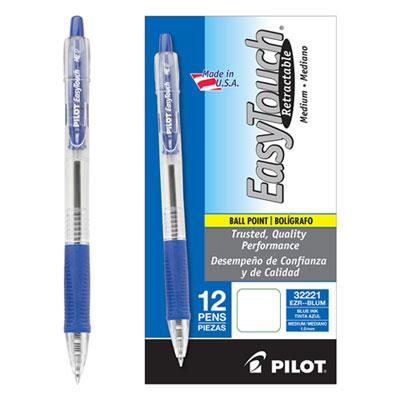 View larger image of EasyTouch Retractable Ballpoint Pen, Medium 1mm, Blue Ink, Clear Barrel, Dozen