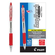 EasyTouch Retractable Ballpoint Pen, Medium 1mm, Red Ink, Clear Barrel, Dozen