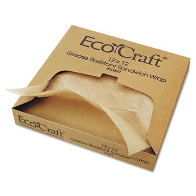 View larger image of Ecocraft Grease-Resistant Paper Wraps And Liners, Natural, 12 X 12, 1,000/box, 5 Boxes/carton