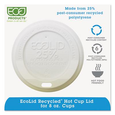 View larger image of EcoLid 25% Recy Content Hot Cup Lid, White, Fits 8oz Hot Cups, 100/PK, 10 PK/CT