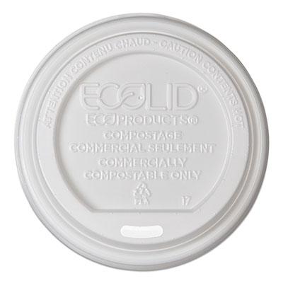 View larger image of EcoLid Renewable/Compostable Hot Cup Lid, PLA, Fits 10-20 oz Hot Cups, 50/Pack, 16 Packs/Carton