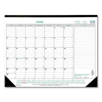 View larger image of EcoLogix Monthly Desk Pad Calendar, 22 x 17, White/Green Sheets, Black Binding/Corners, 12-Month (Jan to Dec): 2024