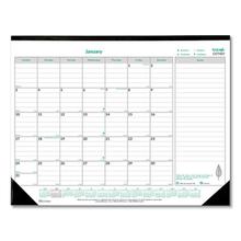 EcoLogix Monthly Desk Pad Calendar, 22 x 17, White/Green Sheets, Black Binding/Corners, 12-Month (Jan to Dec): 2023