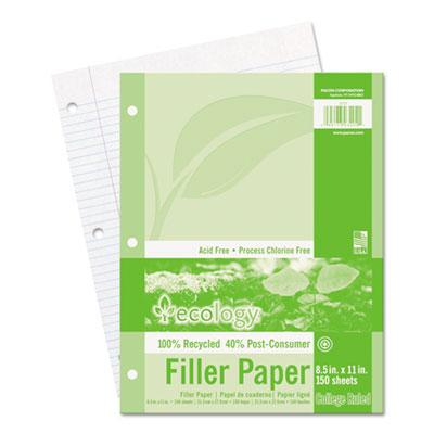 View larger image of Ecology Filler Paper, 3-Hole, 8.5 x 11, Medium/College Rule, 150/Pack