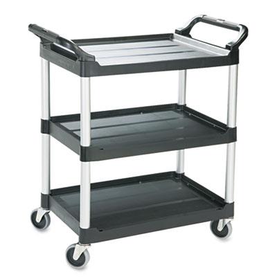View larger image of Three-Shelf Service Cart, Plastic, 3 Shelves, 200 lb Capacity, 18.63" x 33.63" x 37.75", Black