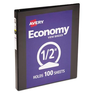 View larger image of Economy View Binder with Round Rings , 3 Rings, 0.5" Capacity, 11 x 8.5, Black, (5705)
