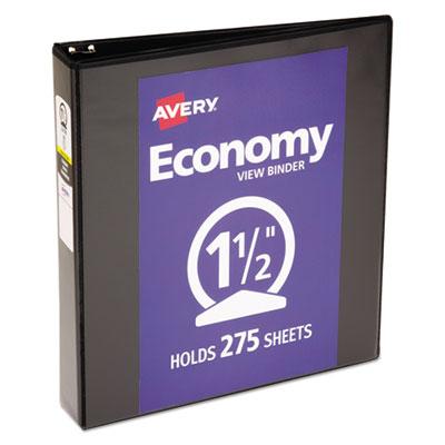 View larger image of Economy View Binder with Round Rings , 3 Rings, 1.5" Capacity, 11 x 8.5, Black, (5725)