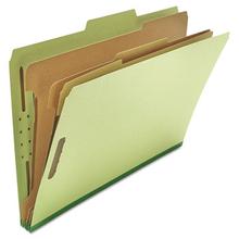 Eight-Section Pressboard Classification Folders, 3" Expansion, 3 Dividers, 8 Fasteners, Legal Size, Green Exterior, 10/Box