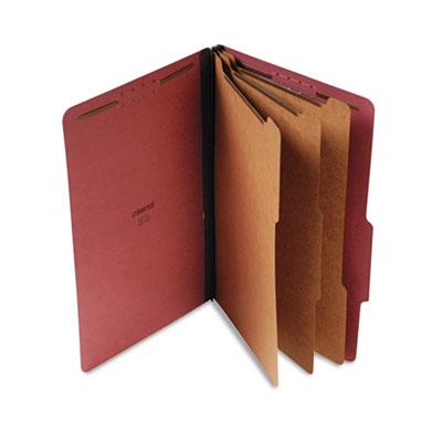View larger image of Eight-Section Pressboard Classification Folders, 3" Expansion, 3 Dividers, 8 Fasteners, Legal Size, Red Exterior, 10/Box