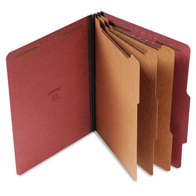 View larger image of Eight-Section Pressboard Classification Folders, 3" Expansion, 3 Dividers, 8 Fasteners, Letter Size, Red Exterior, 10/Box