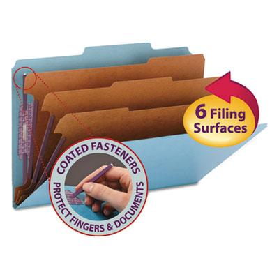View larger image of Eight-Section Pressboard Top Tab Classification Folders with SafeSHIELD Fasteners, 3 Dividers, Legal Size, Blue, 10/Box